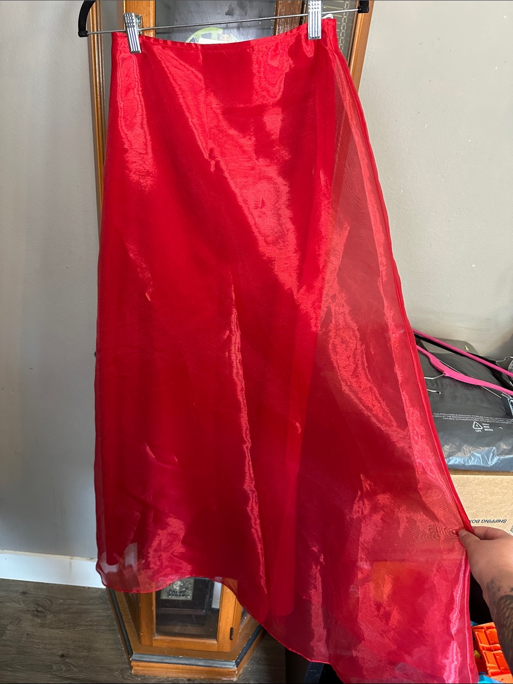 Gunne Sax Vibrant Red Satin Maxi Skirt